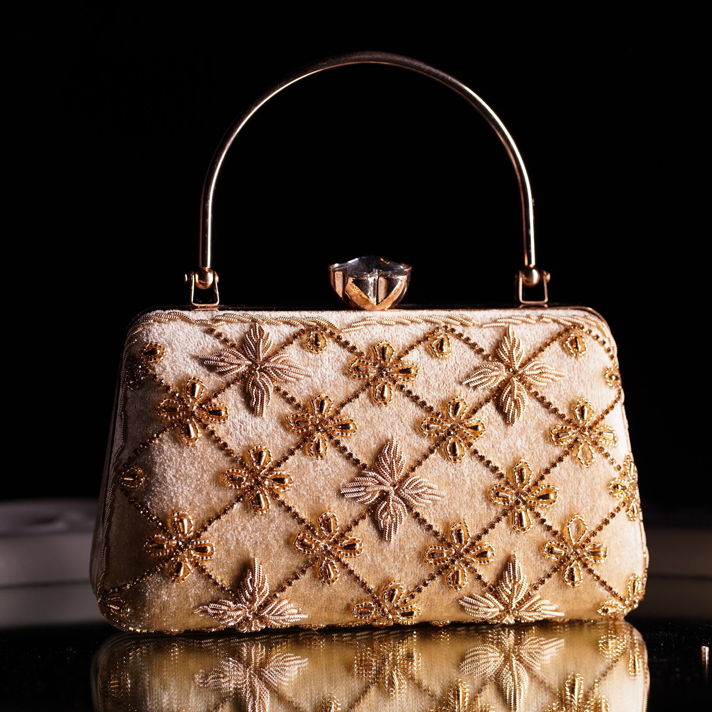 designer clutch beige