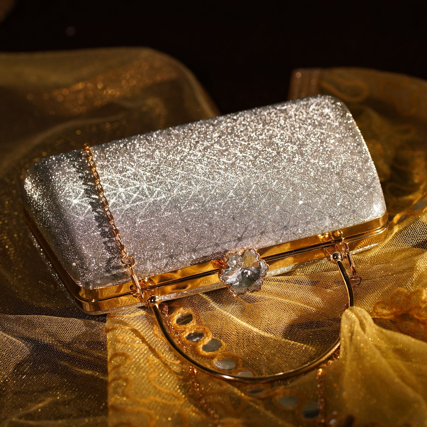 silver bridal clutch bag