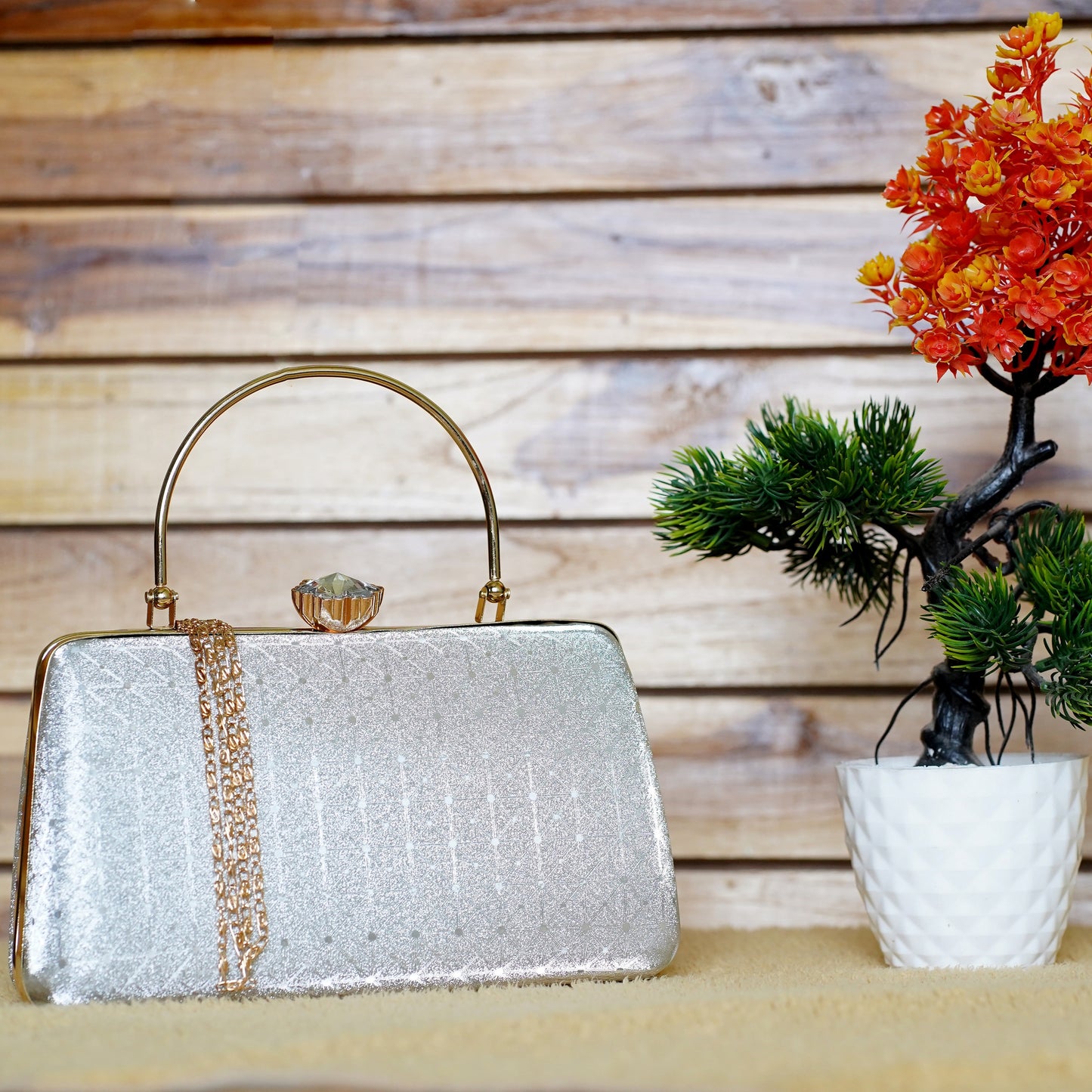 silver bridal clutch bag
