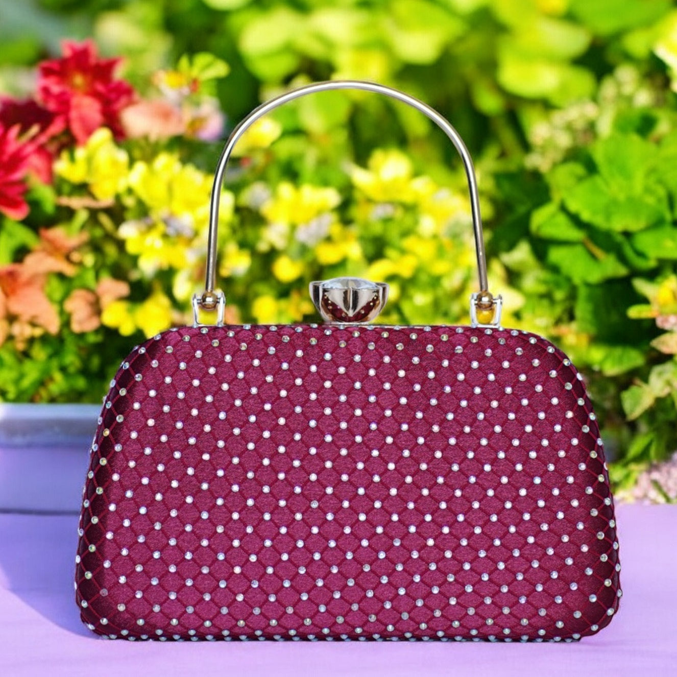 red designer clutch