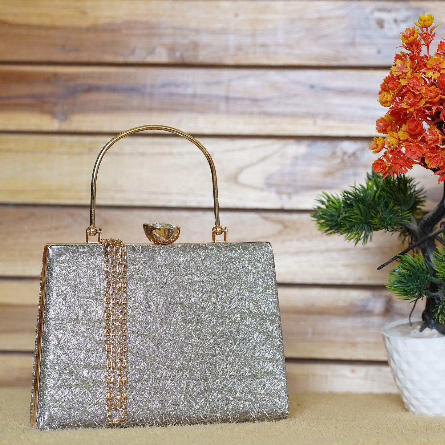 grey designer clutch bag