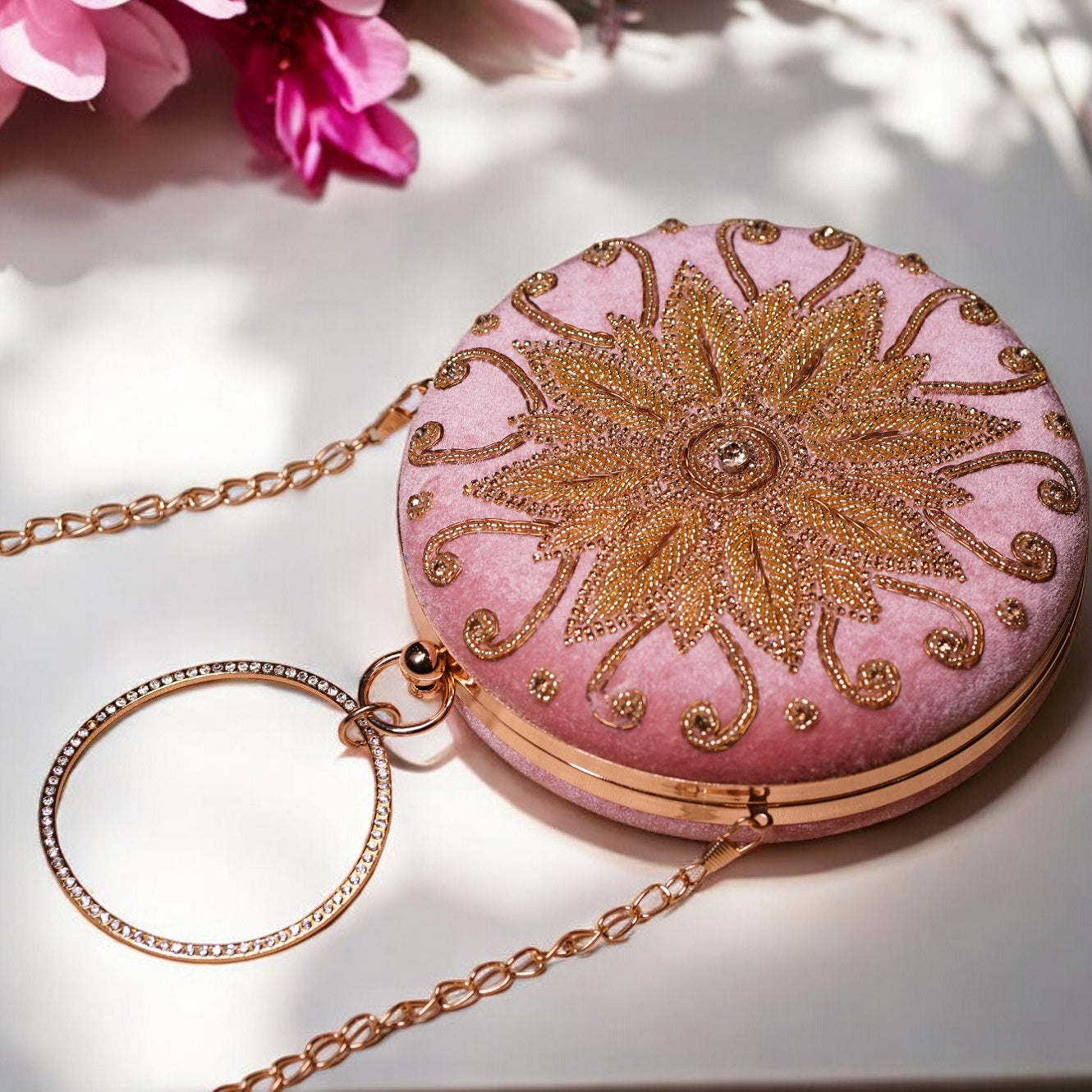 pink clutch bag designer