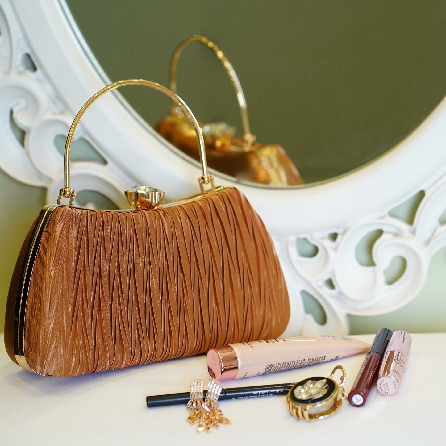brown designer clutch bag