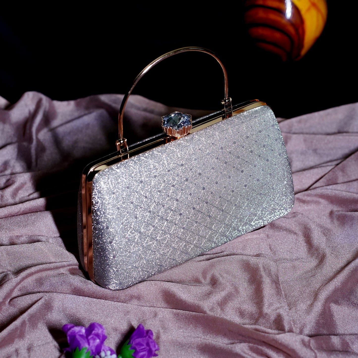silver bridal clutch bag