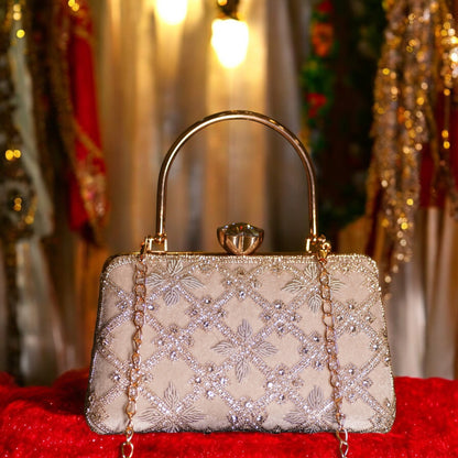 White Kaveri Designer Clutch