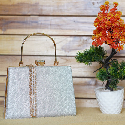 Silver Kavya Square Clutch