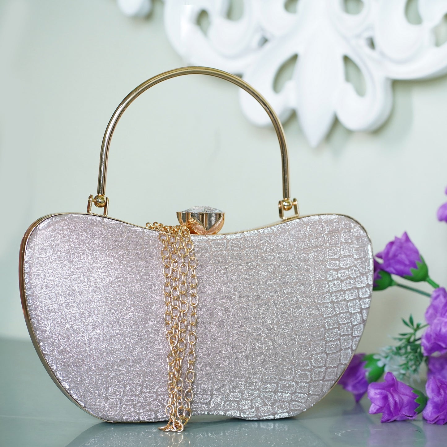 Golden Ava Apple Clutch