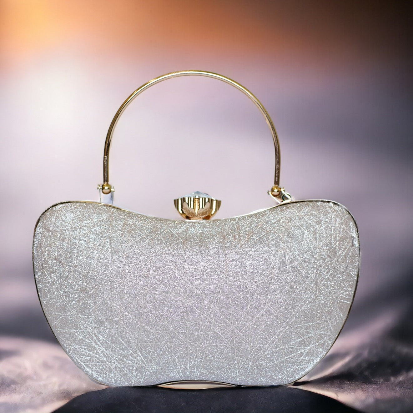Silver Ava Apple Clutch