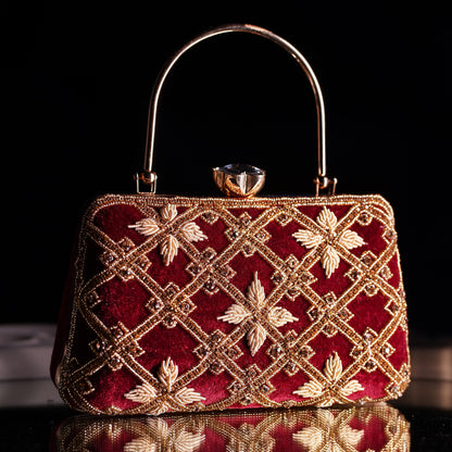 Maroon Kaveri Designer Clutch