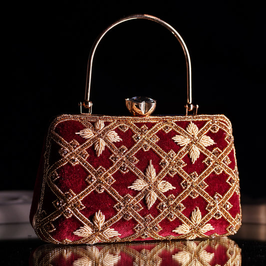 Maroon Kaveri Designer Clutch