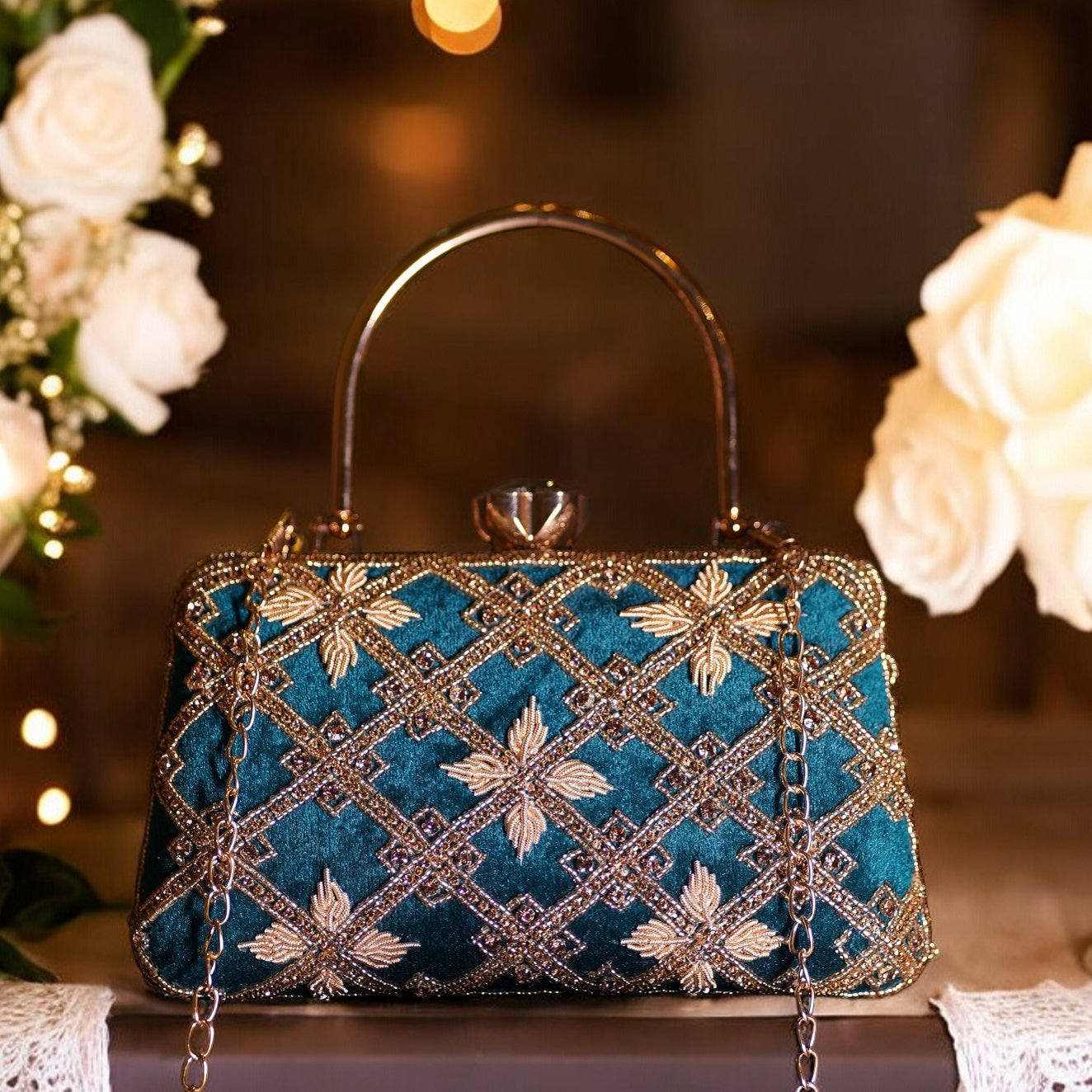 Blue Kaveri Designer Clutch