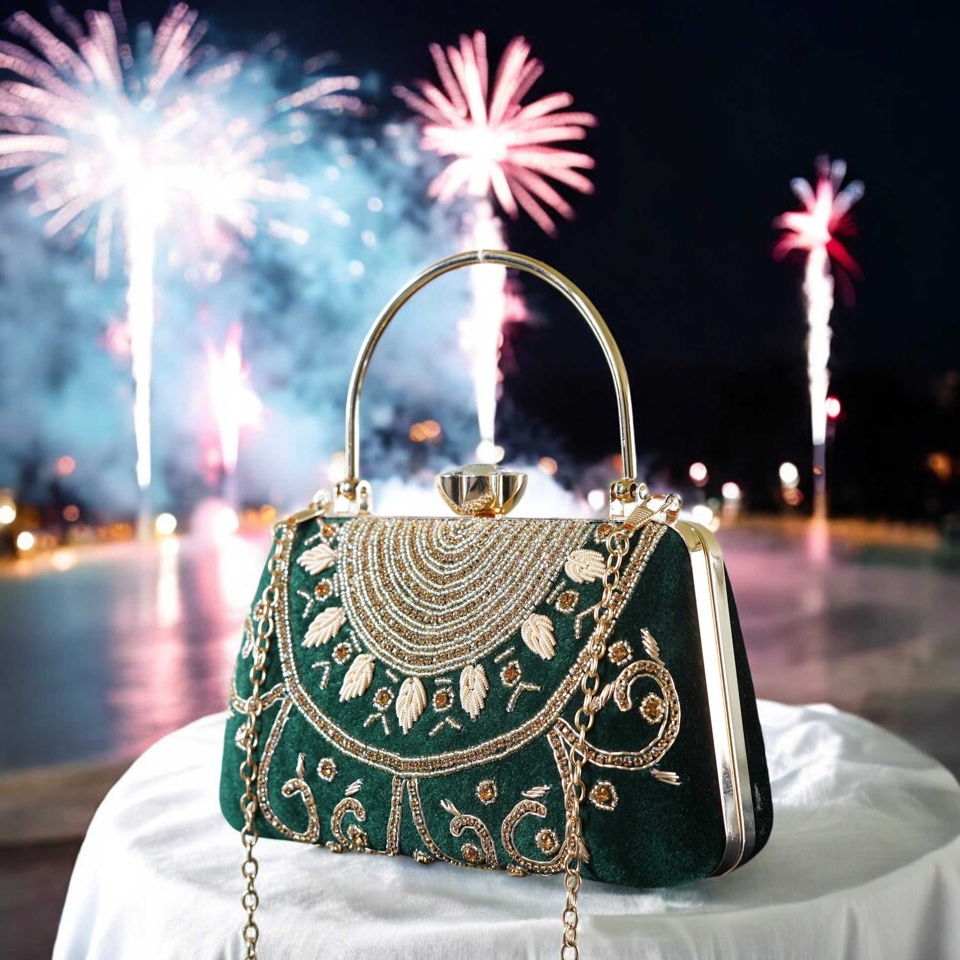 designer green clutch
