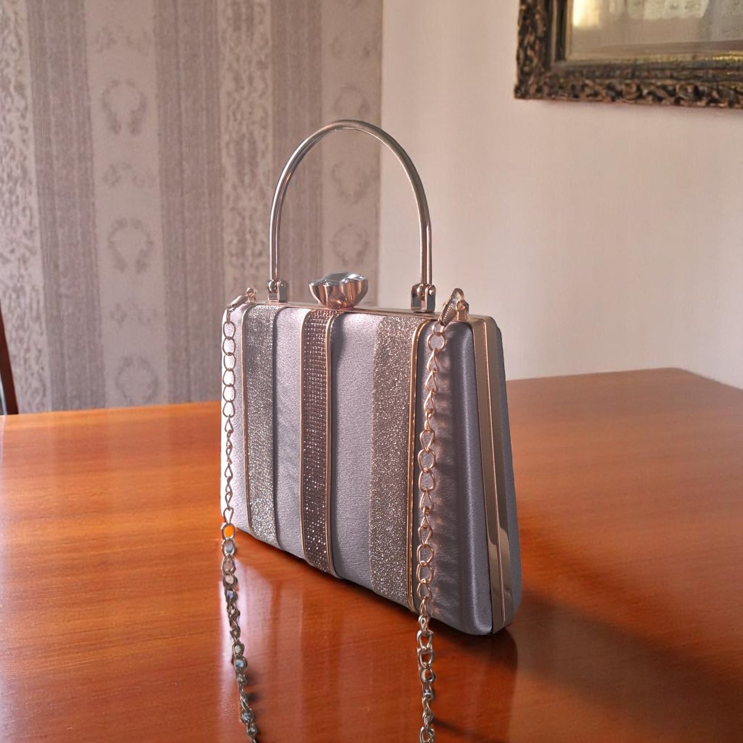 Gray Olivia Square Clutch