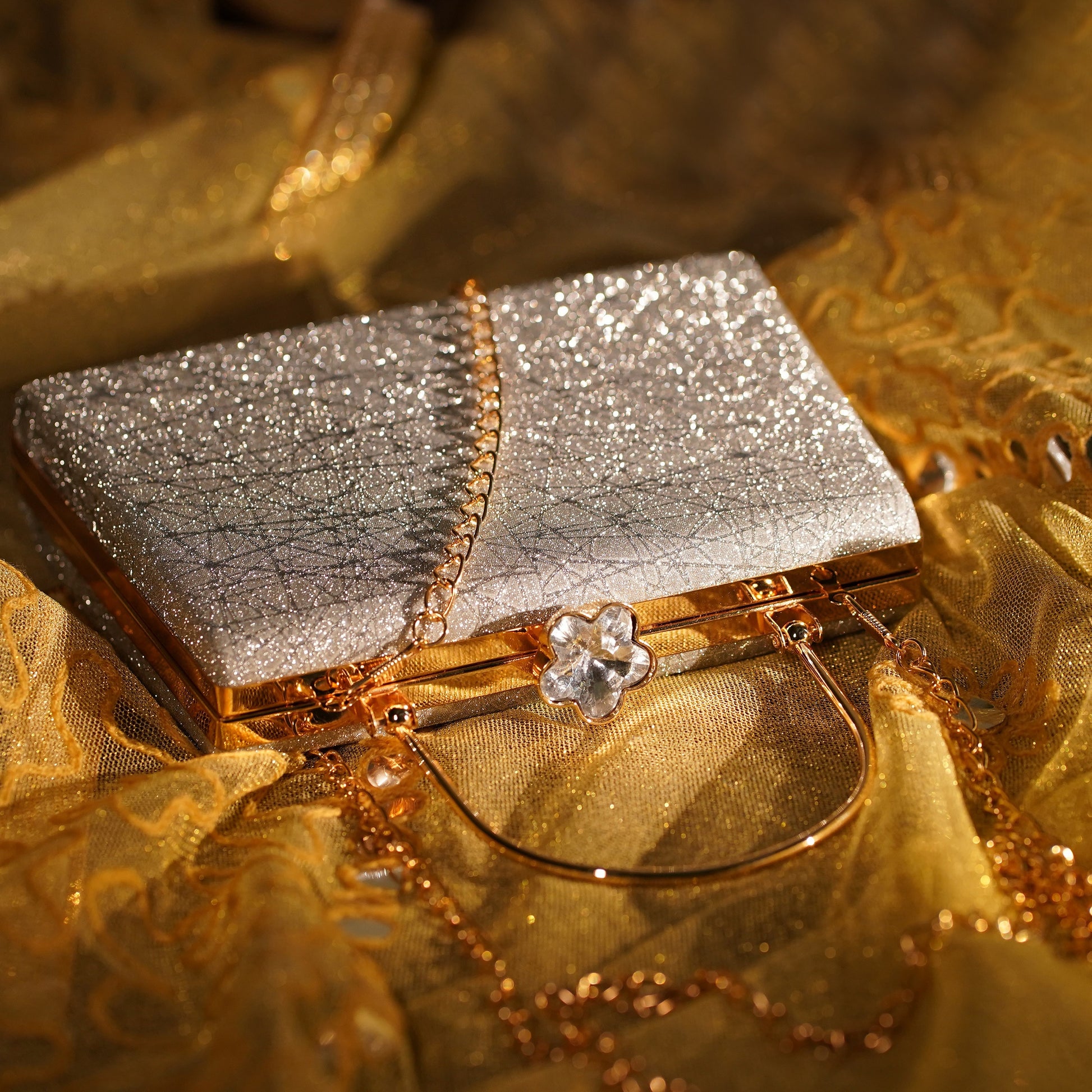 grey designer clutch bag