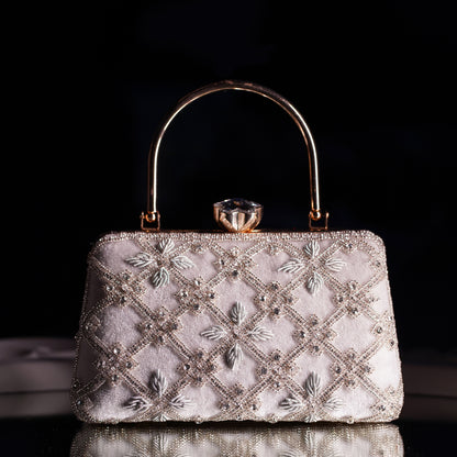 White Kaveri Designer Clutch