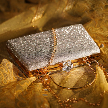 Silver Kavya Square Clutch