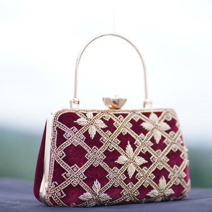Maroon Kaveri Designer Clutch