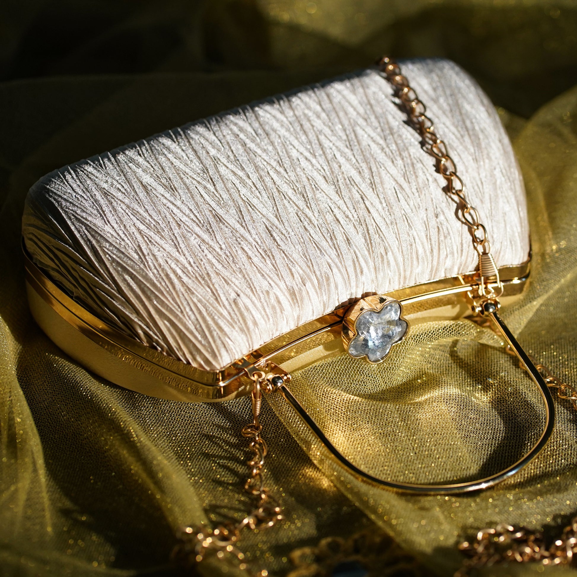 cream designer clutch