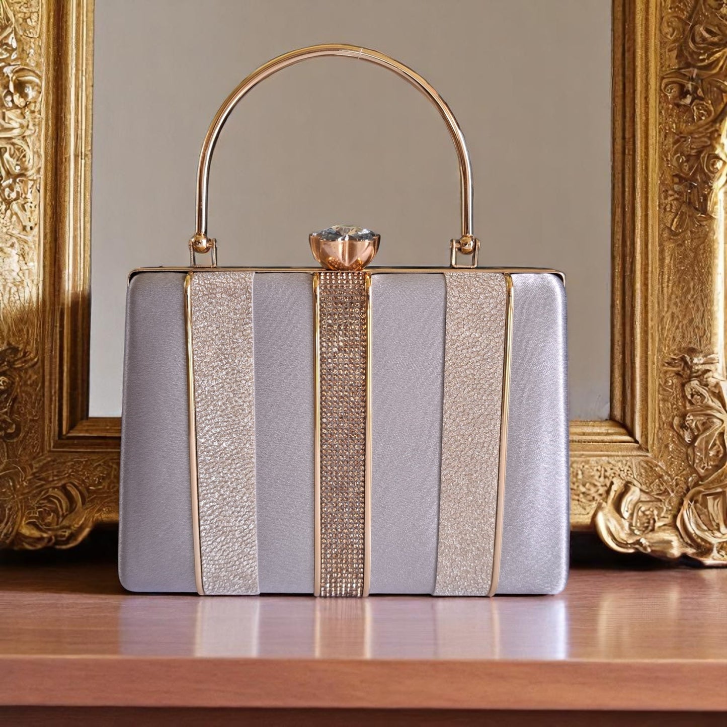 Gray Olivia Square Clutch