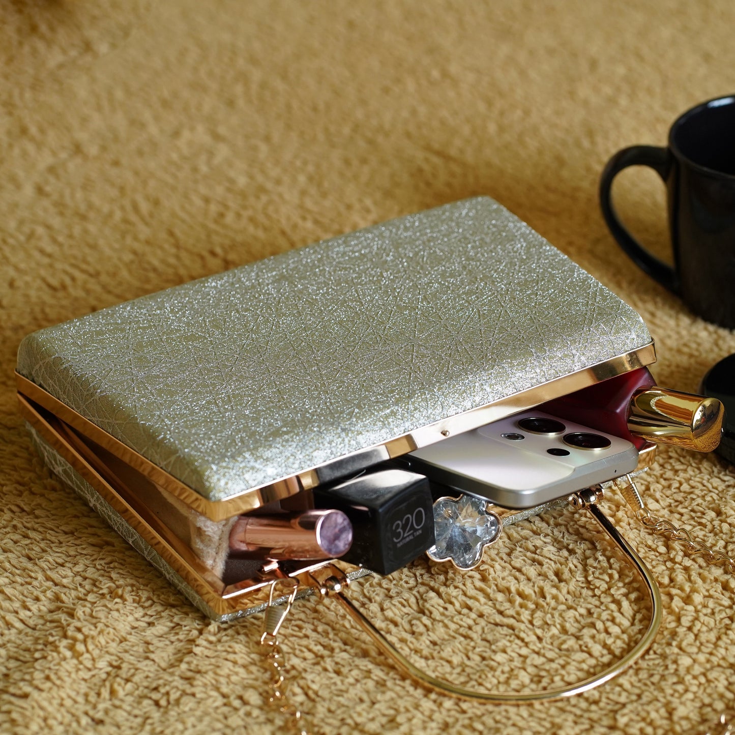 Golden Kavya Square Clutch
