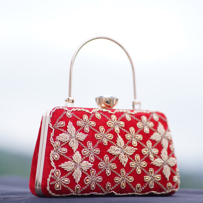 Red Kaveri Designer Clutch