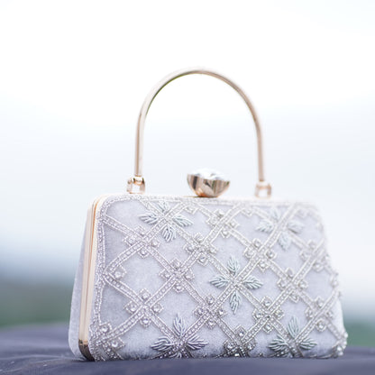 White Kaveri Designer Clutch