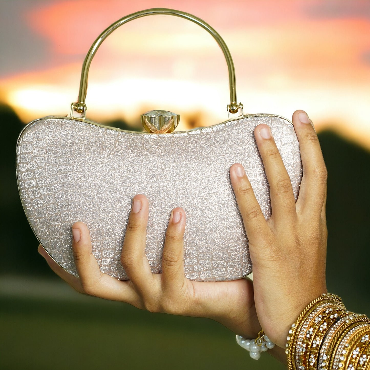 Golden Ava Apple Clutch