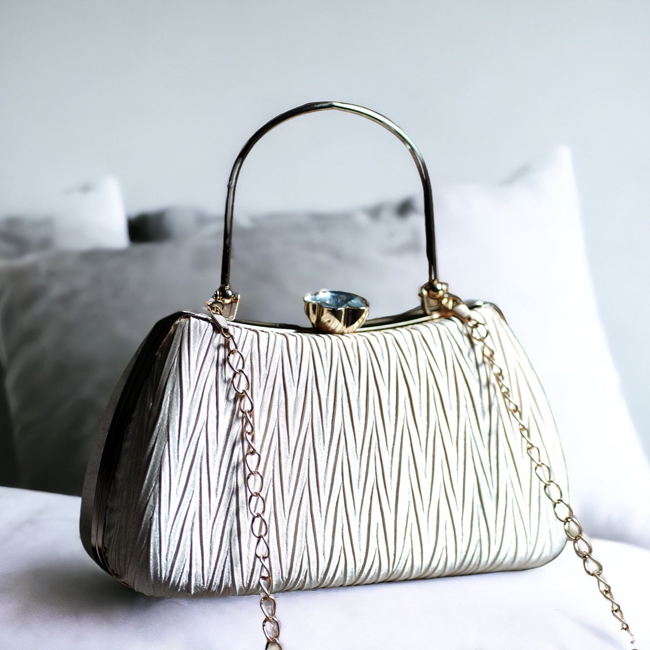 cream designer clutch