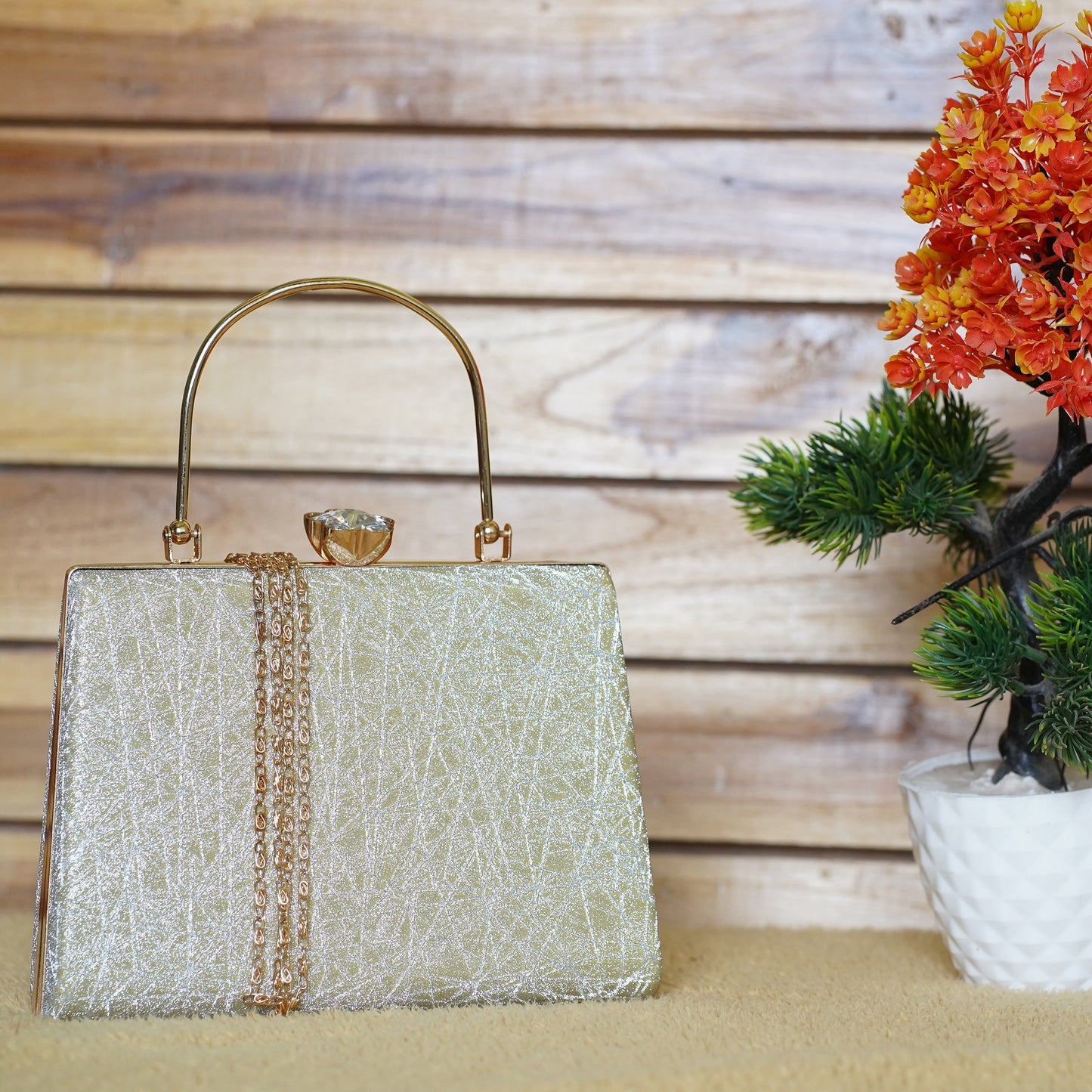 Golden Kavya Square Clutch
