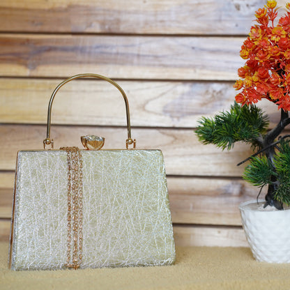 Golden Kavya Square Clutch