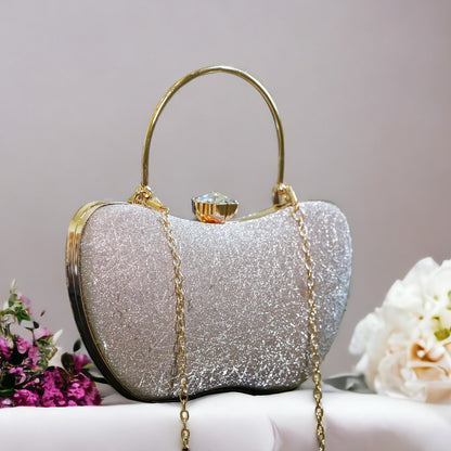 Silver Ava Apple Clutch