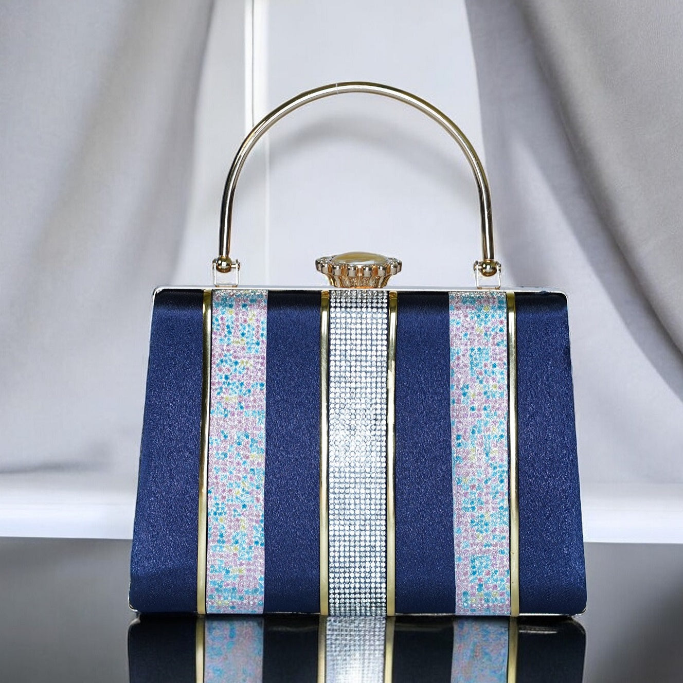 navy blue designer clutch bags