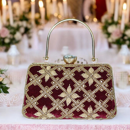 Maroon Kaveri Designer Clutch