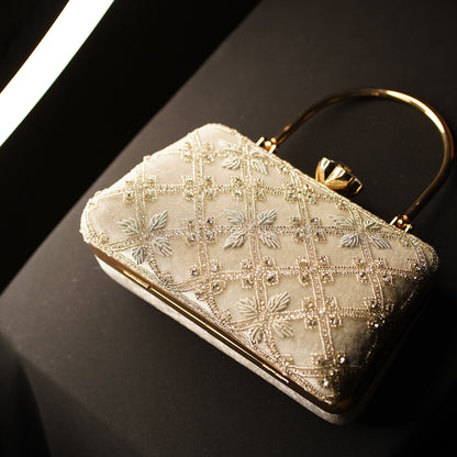 White Kaveri Designer Clutch