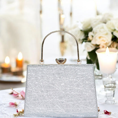 Silver Kavya Square Clutch