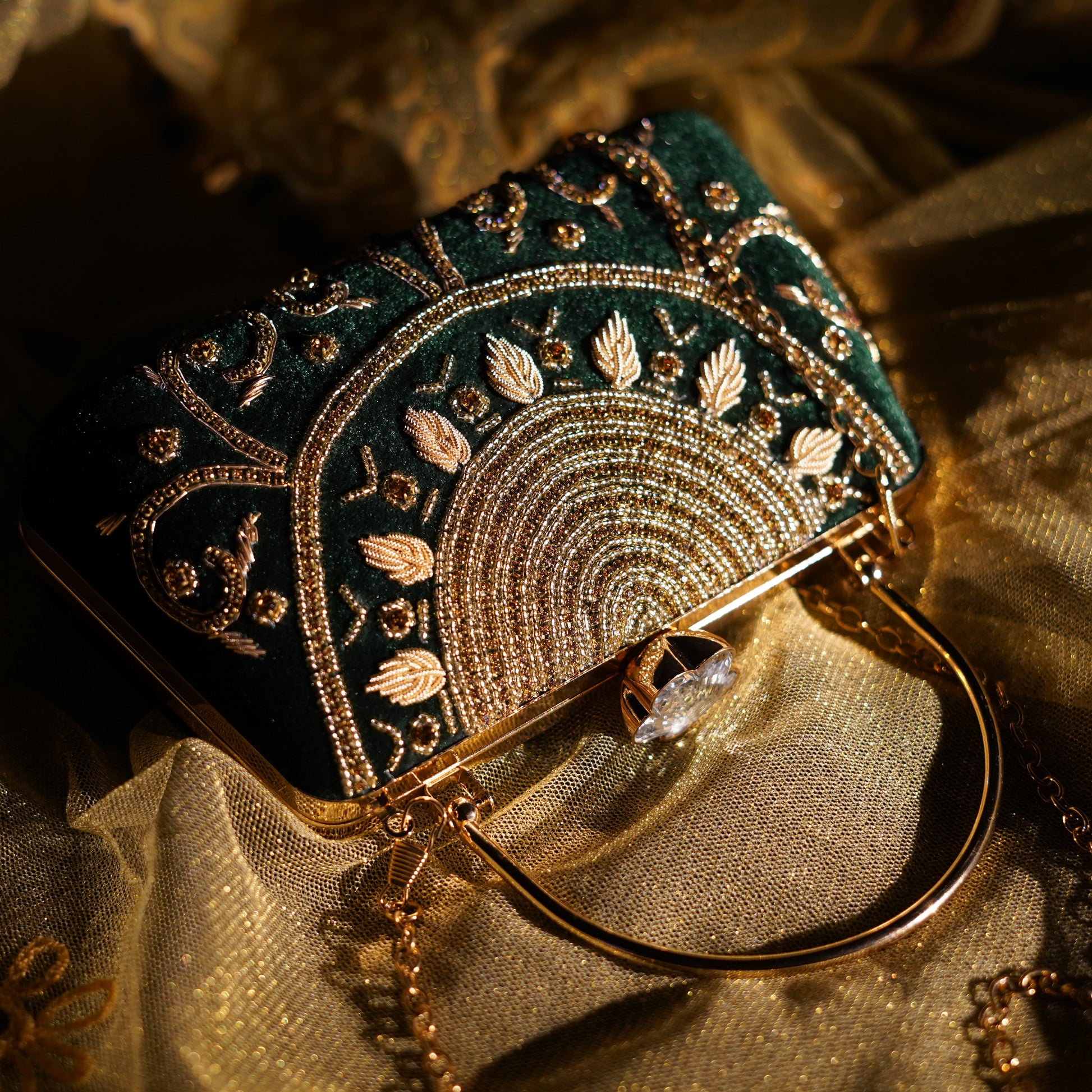 designer green clutch
