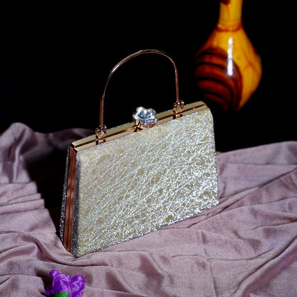 Golden Kavya Square Clutch