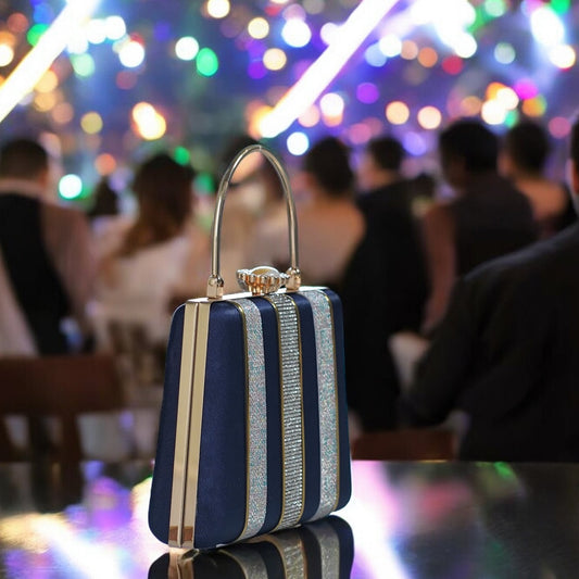 navy blue designer clutch bags