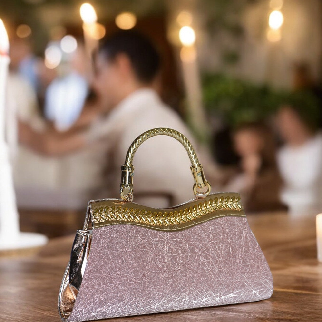 pink designer clutch