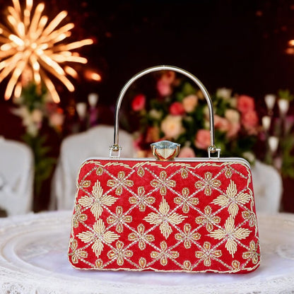 Red Kaveri Designer Clutch