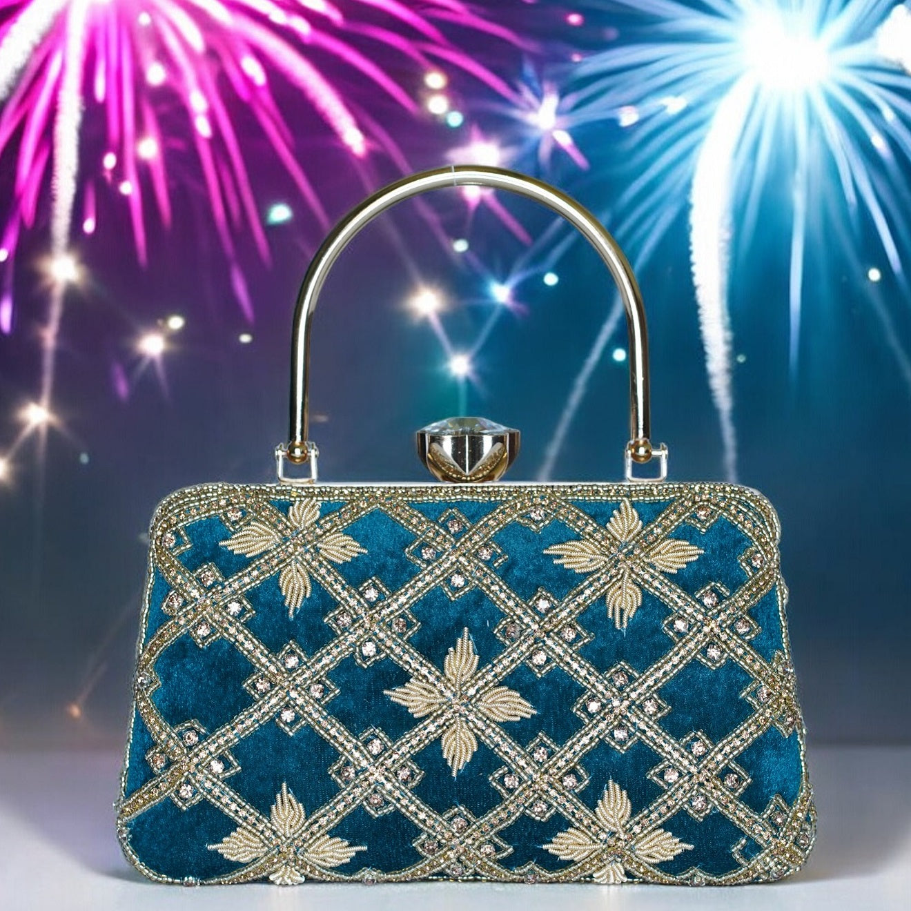 Blue Kaveri Designer Clutch