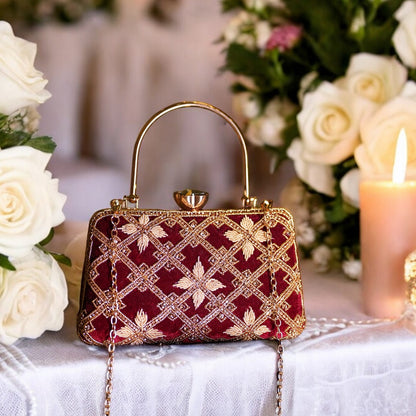 Maroon Kaveri Designer Clutch