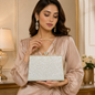 Silver Kavya Square Clutch