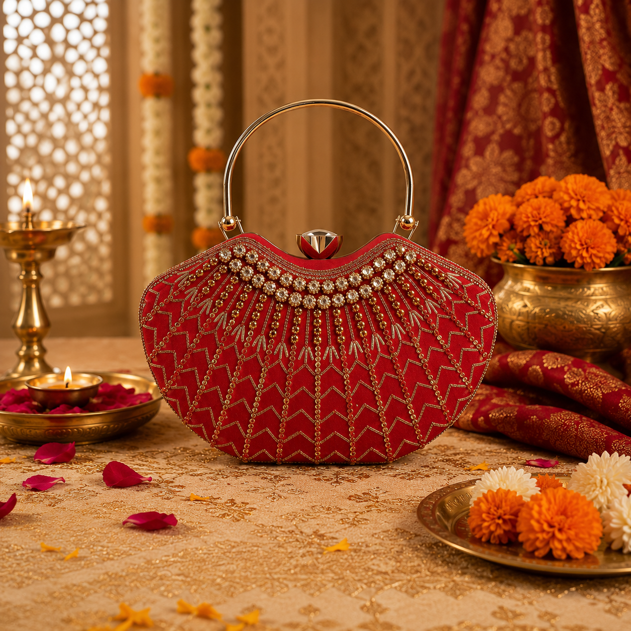 Red Lavanya Designer Clutch