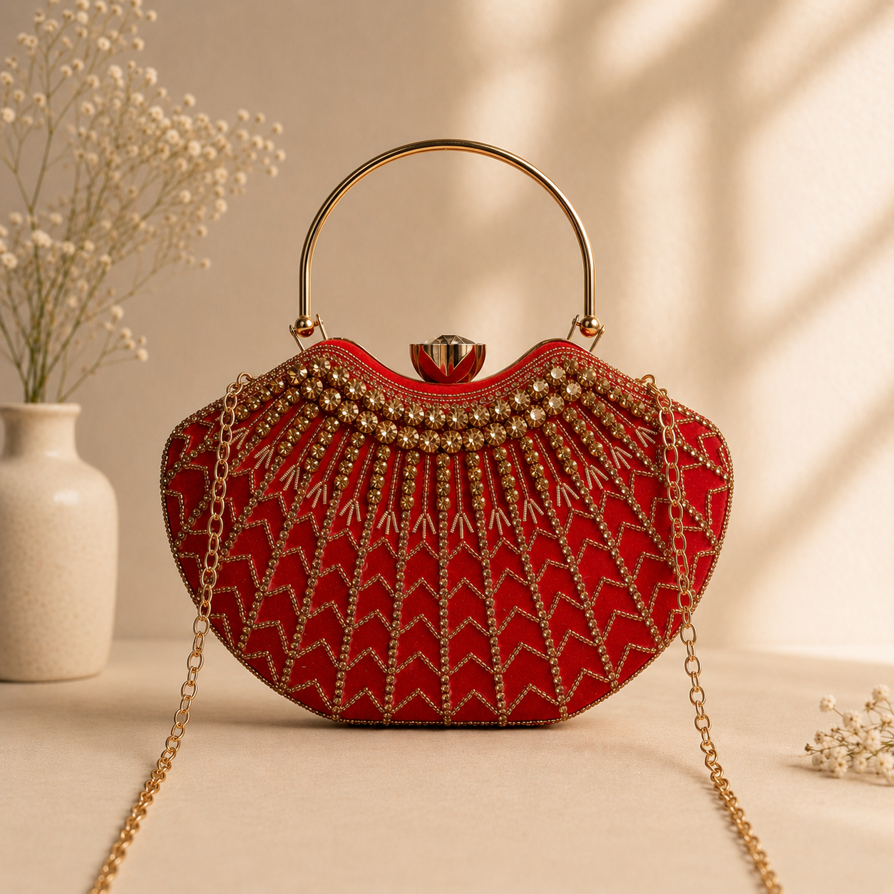 Red Lavanya Designer Clutch